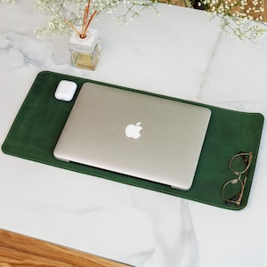Monogrammed leather desk pad, Large leather mouse pad, Customized desk mats, Desk mat for laptop, Personalized desk mat, Leather writing pad