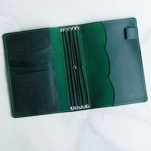 Leather travel notebook cover, Monogrammed notebook cover, Notebook cover with pockets, Customized notebook, Journal cover with pen holder