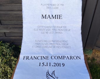 Drap commémoratif pour chaise de mariage, panneau commémoratif pour cérémonie, mariage, souvenirs - tissus hommage, écharpe commémorative