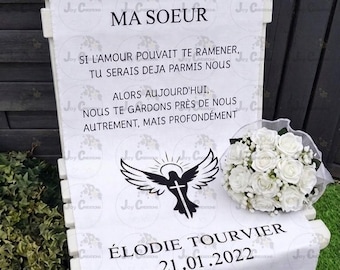 Drap commémoratif pour chaise de mariage, panneau commémoratif, place réservée, tissus commémoratif hommage, écharpe commémorative, bannière