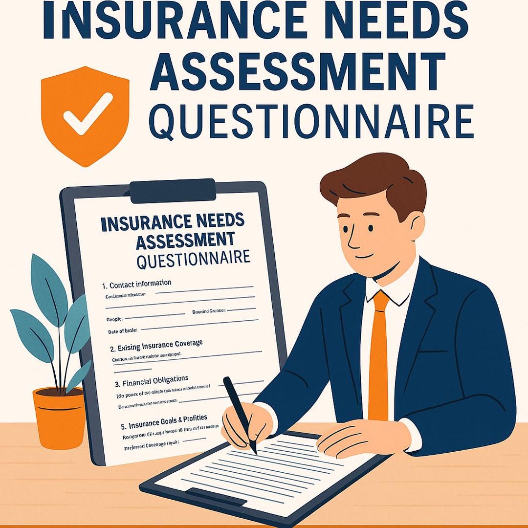 Insurance Needs Assessment Questionnaire -editable PDF - Etsy