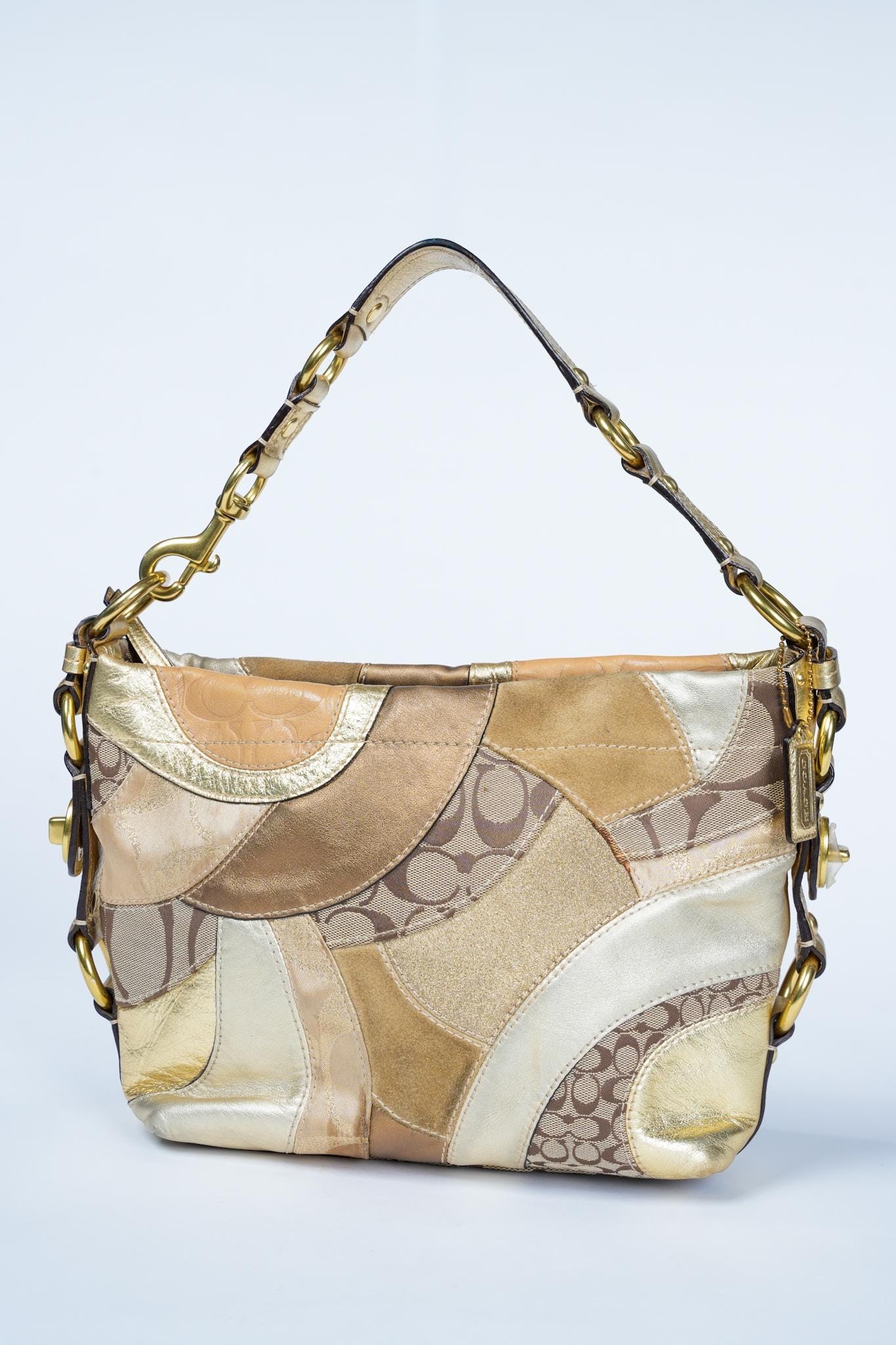 Coach Carly Gold Patchwork Shoulder Bag F14005 - Etsy