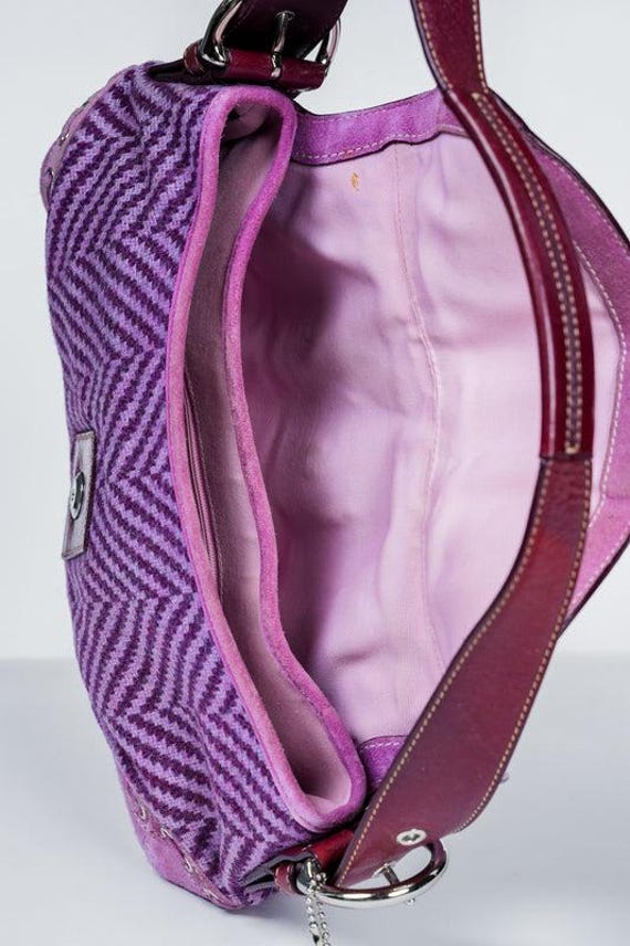 Vintage Y2K Coach Soho Signature Purple Tweed Handbag - Gem
