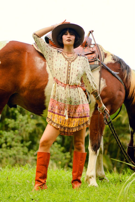 brown western mini dress Maroon KarenMillen Western Printed Twill Woven Mini Dress
