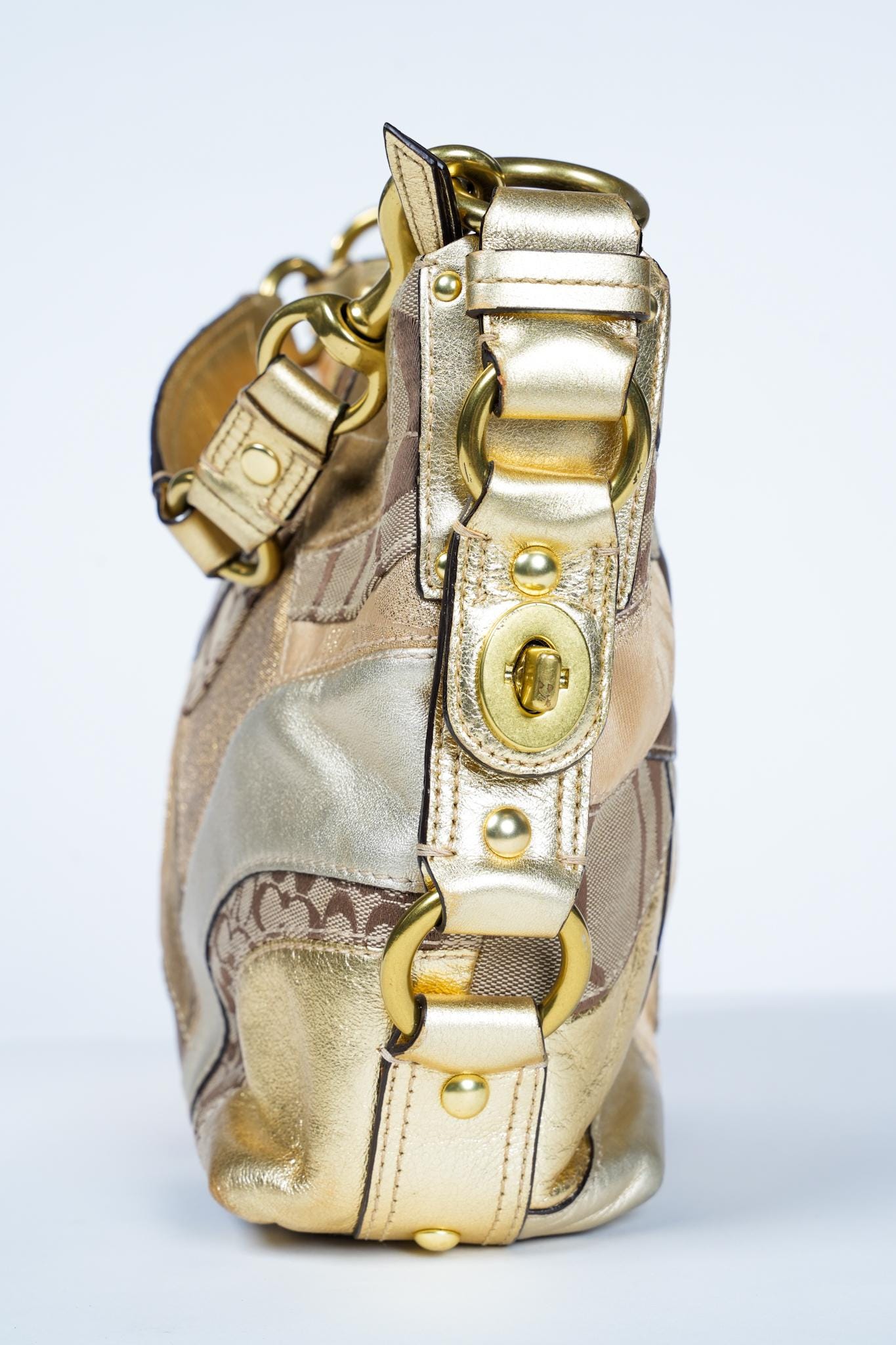 Coach Carly Gold Patchwork Shoulder Bag F14005 - Etsy