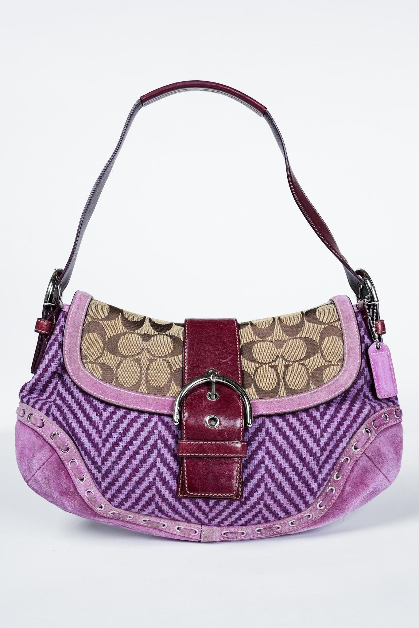 バッグ COACH 8A16 Soho Suede Hobo Bag Purple COACH Soho Suede Hobo Bag Purple 8A16 Used item For Woman Free
