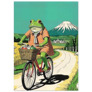 Recados en el campo: Rana en bicicleta (impresión artística japonesa)