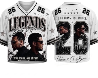 Usher X Chr1s Br0wn Shirt,Legends Built Different Jersey,Usher Chr1s Brown Croptop Jersey,Two Icons One Impact,R&B Legends 26 Croptop Jersey
