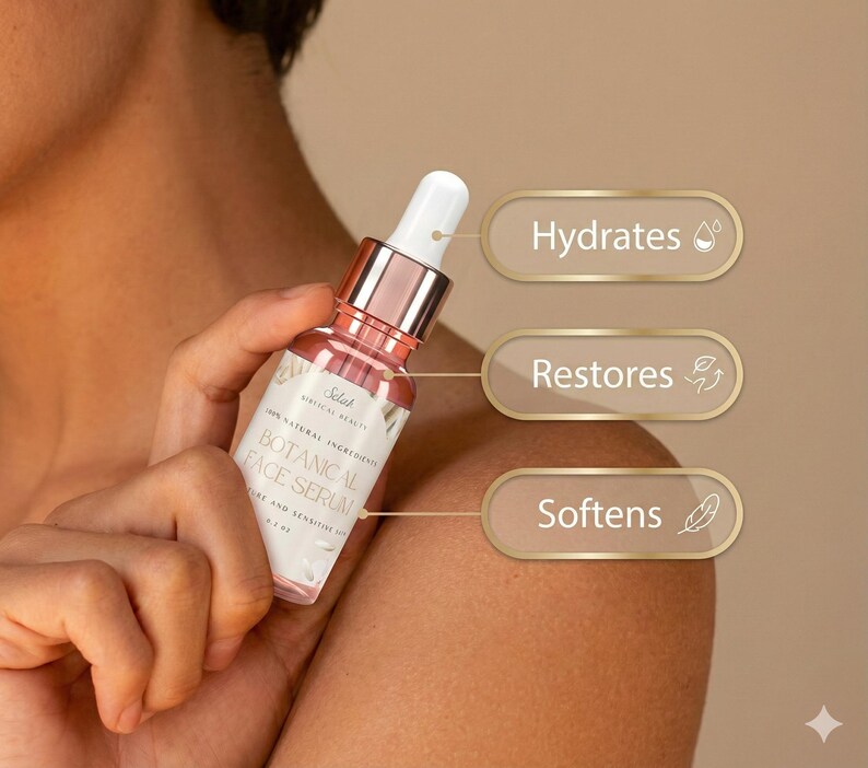 Hydrating Face Serum | For & Sensitive, Dry, Mature Skin | Natural Anti-Aging Botanical Oils | Rice Bran + Coconut Oil image 4