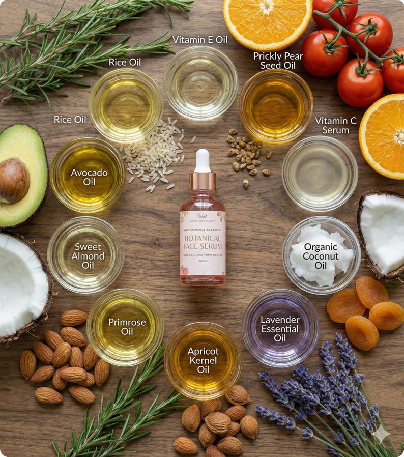 Hydrating Face Serum | For & Sensitive, Dry, Mature Skin | Natural Anti-Aging Botanical Oils | Rice Bran + Coconut Oil image 5