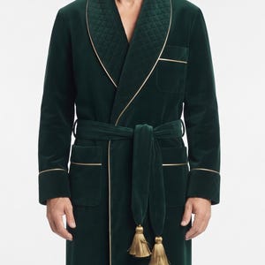 Herrlång jacka grön sammetsvadderad jacka ny casual fit vintage