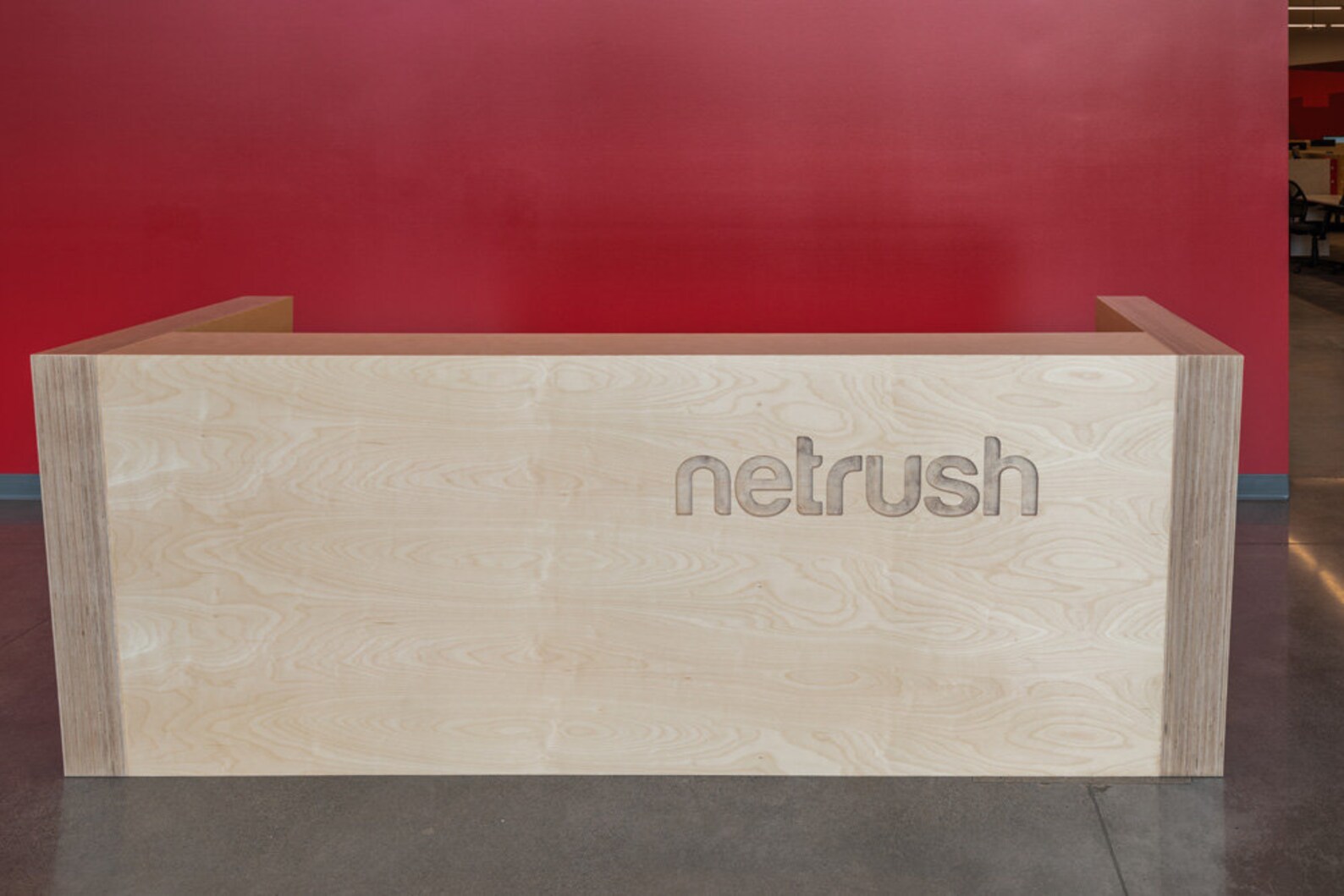 Plywood Reception Desk With Custom Logo Etsy Australia