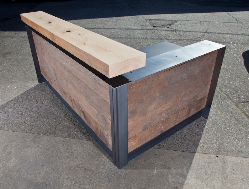 Ada Reclaimed Reception Desk With Full Metal Wrap Etsy