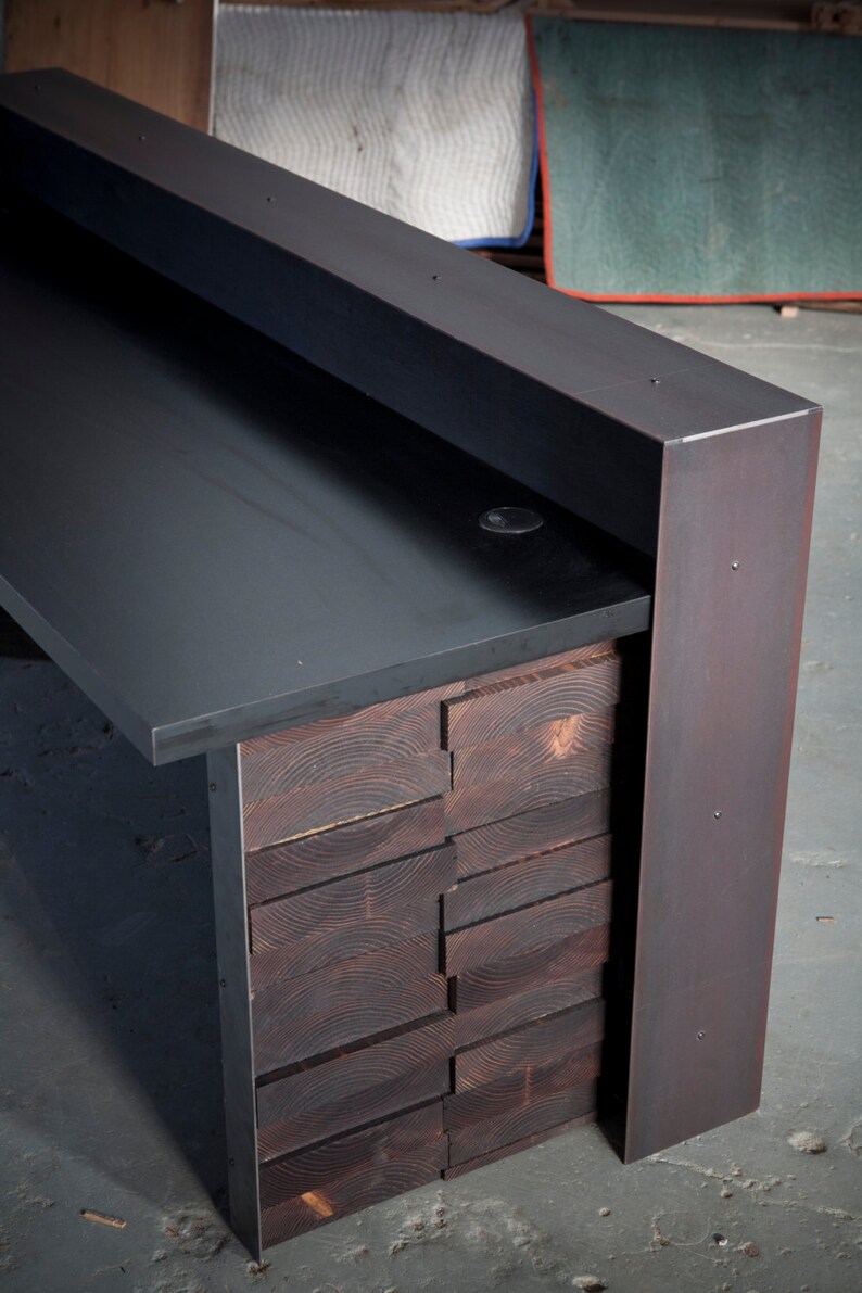 Stacked End Cut Reclaimed Reception Desk Etsy