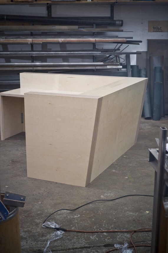 Baltic Birch Plywood Reception Desk With Side Extension Etsy