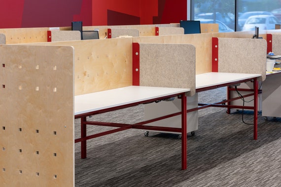 Modern Cubicle Desk System With Felt Dividers Etsy