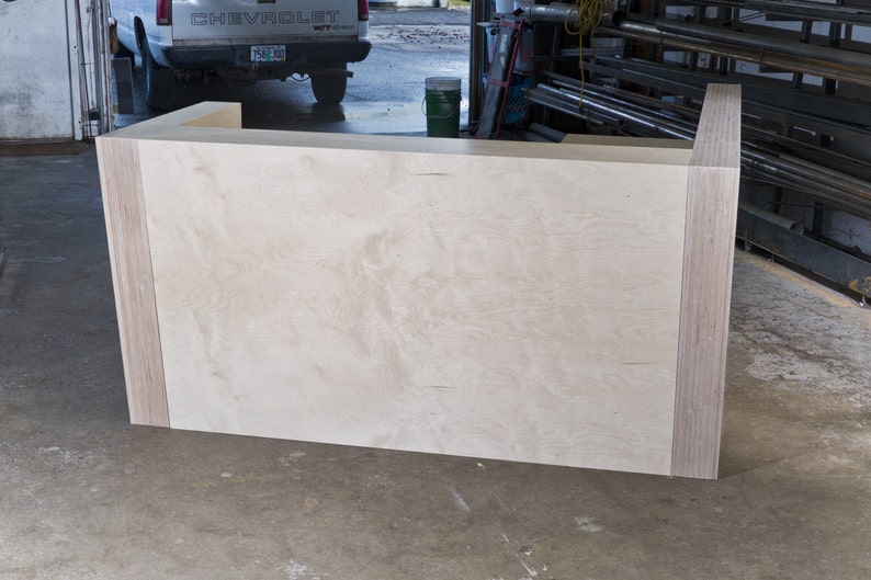 Baltic Birch Plywood Reception Desk With Side Extension Image 0