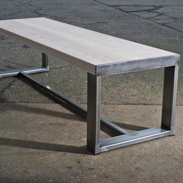 Ash Top Bench with metal legs