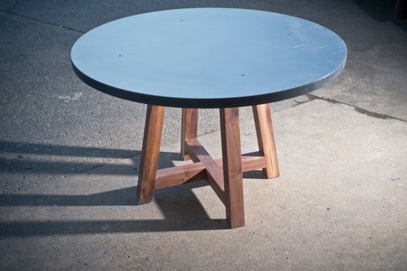 48 Round Metal Top Table With Walnut Legs Sweden Table With Walnut Legs Sweden, 48 Round Metal Table Top