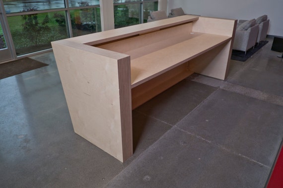 Plywood Reception Desk With Custom Logo Etsy