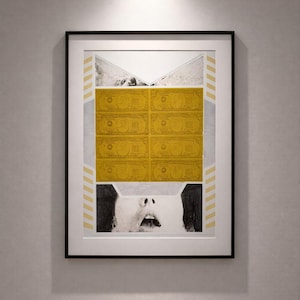 Larry B. Simpson - Collage surrealista de dinero - Dibujo a lápiz de técnica mixta (Descarga digital)