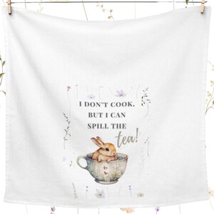 Charmant torchon à motif lapin, cadeau amusant pour les amateurs de thé, décoration de cuisine, cadeau pour les amoureux des lapins, idéal pour une pendaison de crémaillère