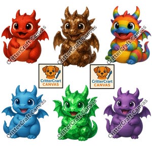 Baby Dragon Art Batch 1 | Vinyl Decals | Cute Fantasy Creatures | Large-Eyed Hatchlings | AI Enhanced