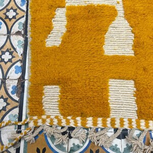Custom Shag Rug, Mustard Shag Rug, Custom Size Rug, Geometric Line Rug, Moroccan Style Rug, Minimalist Line Rug, Modern Boho Rug