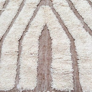 Moroccan Berber Rug | Beni Ourain Rug | Abstract Berber Rug | Cream Berber Rug | Minimalist Wool Rug | Geometric Wool Rug | Taupe Line Rug