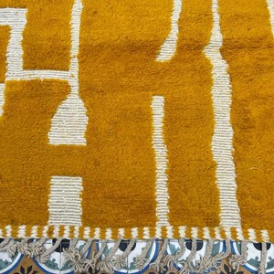 Custom Shag Rug, Mustard Shag Rug, Custom Size Rug, Geometric Line Rug, Moroccan Style Rug, Minimalist Line Rug, Modern Boho Rug