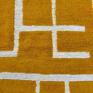 Custom Shag Rug, Mustard Shag Rug, Custom Size Rug, Geometric Line Rug, Moroccan Style Rug, Minimalist Line Rug, Modern Boho Rug