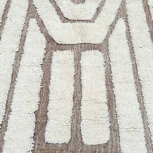 Moroccan Berber Rug | Beni Ourain Rug | Abstract Berber Rug | Cream Berber Rug | Minimalist Wool Rug | Geometric Wool Rug | Taupe Line Rug