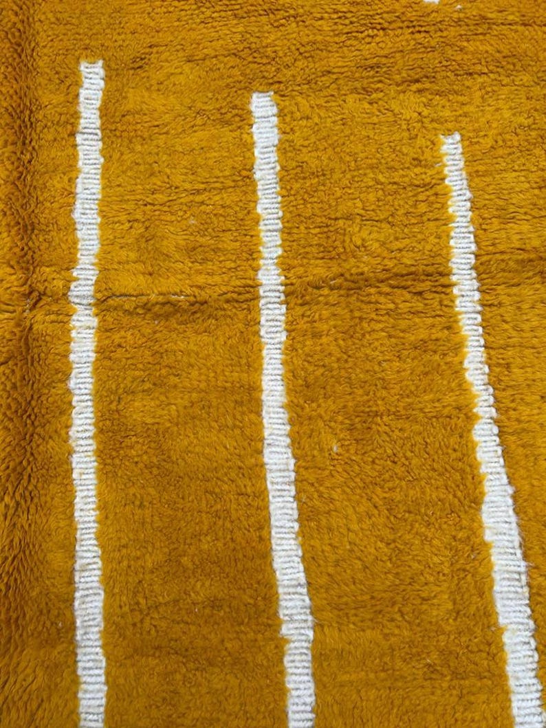 Custom Shag Rug, Mustard Shag Rug, Custom Size Rug, Geometric Line Rug, Moroccan Style Rug, Minimalist Line Rug, Modern Boho Rug