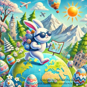D/The Traveling Easter Bunny | Whimsical Easter Storybook for Kids | Printable Digital Book | Easter Gift | Children&#39;s eBook Download