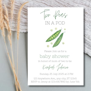 Two Peas in a Pod. Baby Shower Invitation for Twins