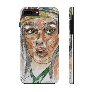 Custodia per telefono resistente con ritratto personalizzato, cover per telefono personalizzata, protezione per telefono dipinta a mano, regalo unico per lui/lei, custodia protettiva per dispositivo