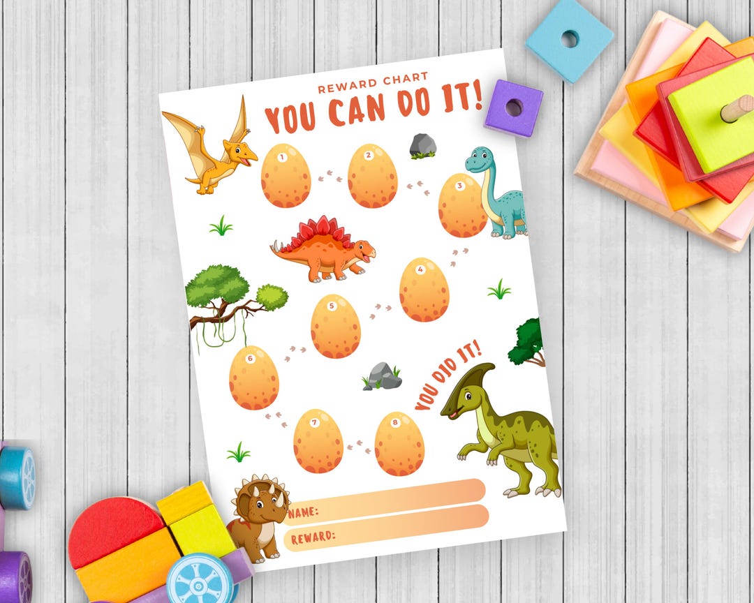 Dinosaur Reward Chart for Kids | Editable Chore Tracker Canva Template ...