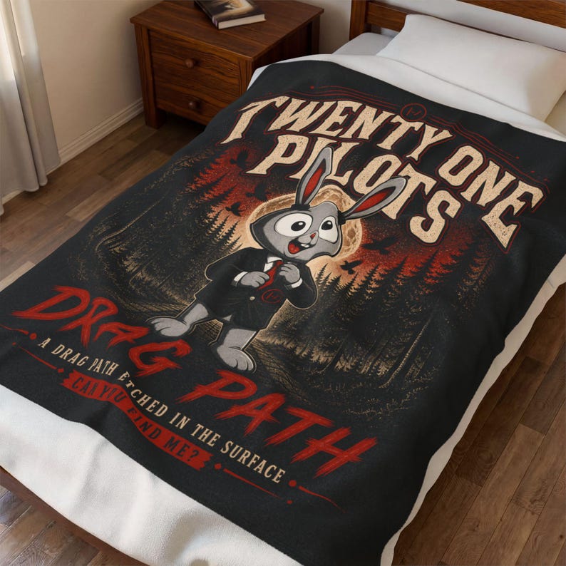 Twenty One Pilots Blanket, Velveteen Plush Throw, Ultra Soft Cozy Fan Gift, Alternative Rock Bedroom Decor, Gothic Aesthetic Blanket image 7