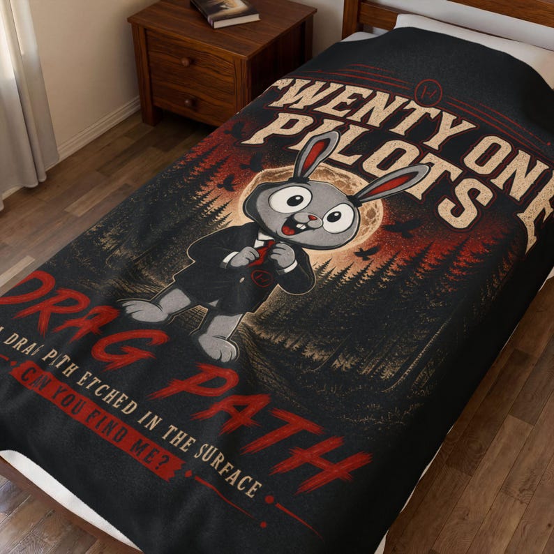 Twenty One Pilots Blanket, Velveteen Plush Throw, Ultra Soft Cozy Fan Gift, Alternative Rock Bedroom Decor, Gothic Aesthetic Blanket image 8