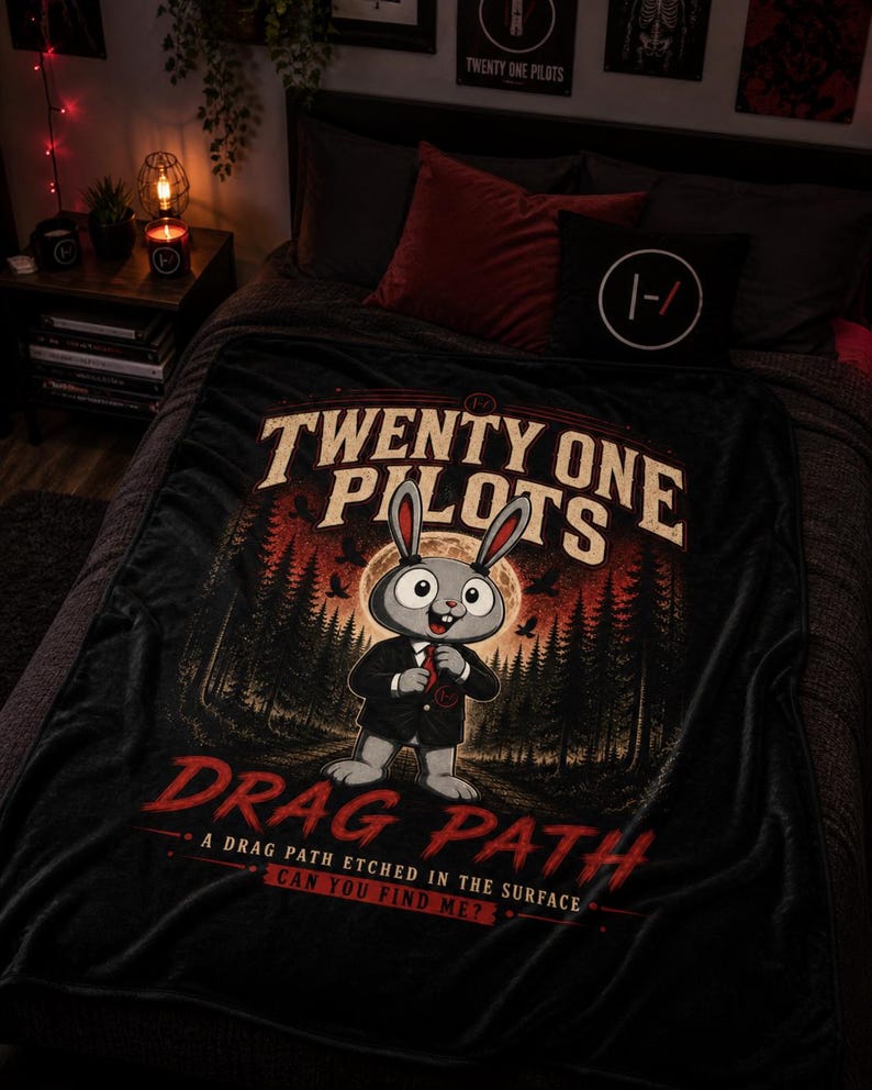 Twenty One Pilots Blanket, Velveteen Plush Throw, Ultra Soft Cozy Fan Gift, Alternative Rock Bedroom Decor, Gothic Aesthetic Blanket image 3
