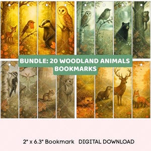 Woodland Animals Bookmarks: Forest Wildlife, Book Lover Gift (Digital Download)