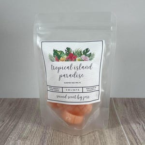 Tropical Island Paradise Wax Melts - Handmade from Repurposed Candles | 2 oz | Small Batch | Eco Friendly | Beachy and Fruity | Gift