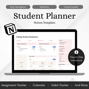 Notion Student Planner Template: Assignment Tracker, Daily Journal (Digital Download)