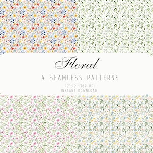 Floral Seamless Pattern | Watercolor Flowers Digital Paper | Botanical Design