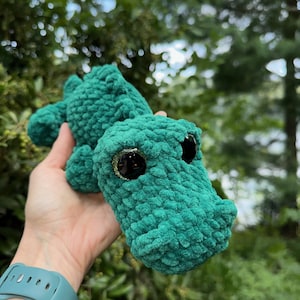 Crocheted Crocodile Plushie: Soft Chenille Yarn Stuffed Animal