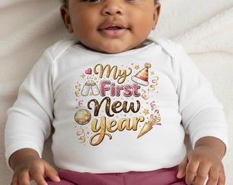My First New Year PNG | Baby New Year Sublimation Design | New Year Baby Onesie Design | Glitter New Year PNG | Digital Download