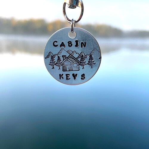 Hand Stamped Cabin Keys Keychain Etsy
