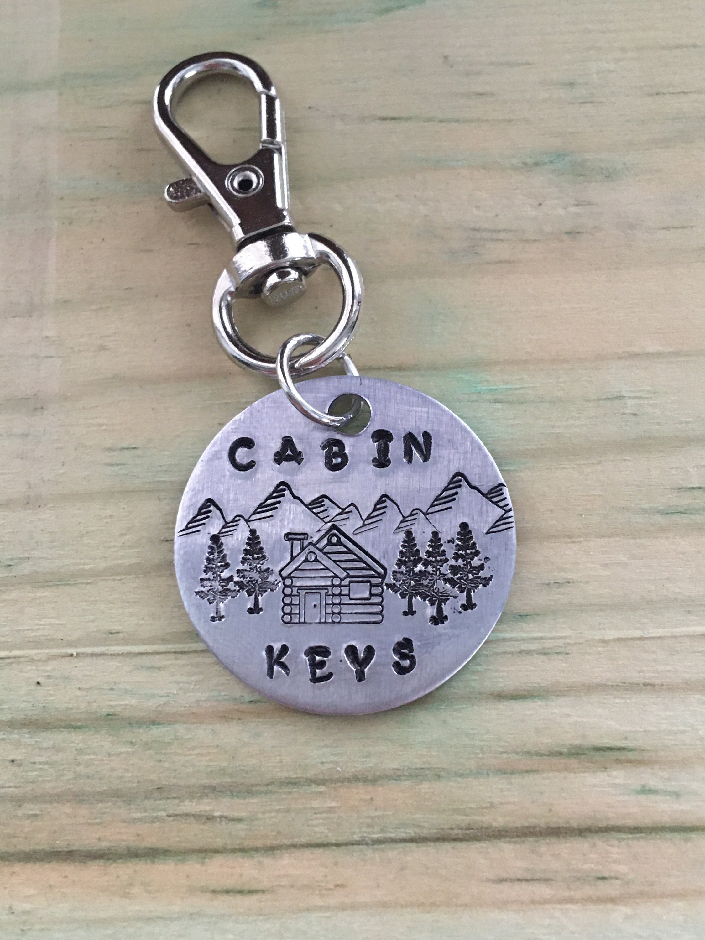 Hand Stamped Cabin Keys Keychain - Etsy