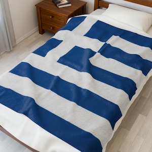 Greek Flag Velveteen Plush Blanket, Cozy Throw for Home, Ideal Gift for Greeks, Sports Fans, National Holidays, Soft Bedding Decor