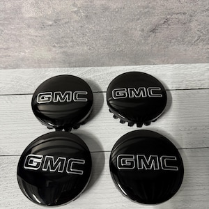 4x Gloss Black Wheel Rim Center Caps 3.25&quot; For Sierra Yukon Denali 2014-2024